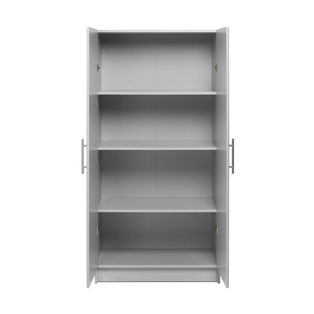 Prepac Elite 2 Door Standing Storage Cabinet, Light Gray, 16 in D x 32 in W x 65 in H