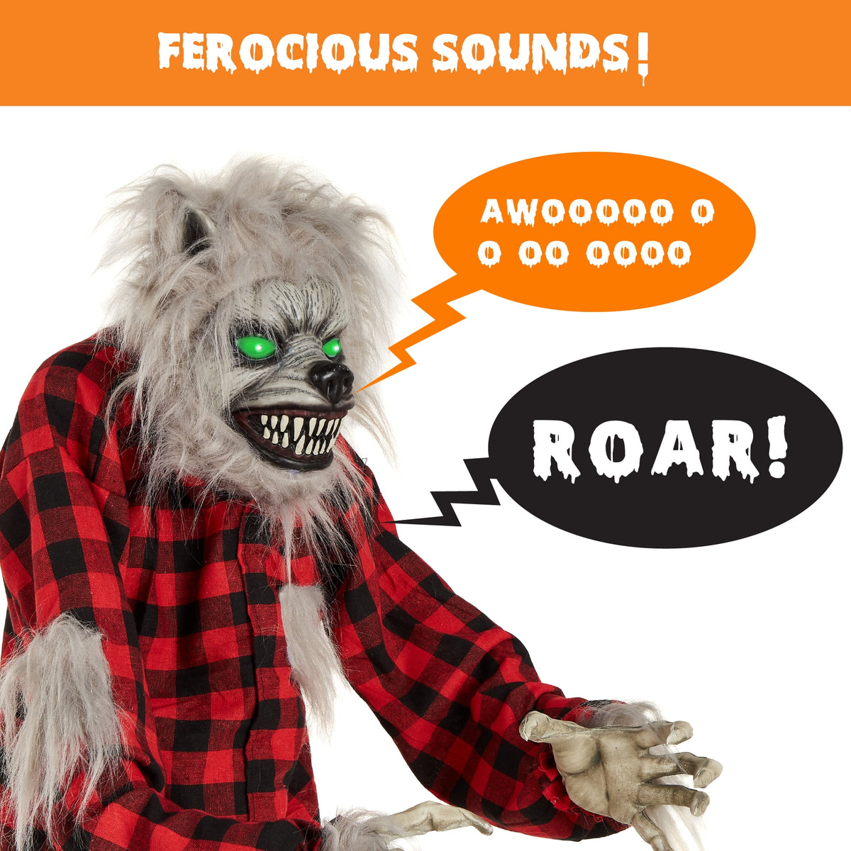 Best Choice Products 5ft Standing Werewolf, Howling Hudson Halloween Animatronic w/ Pre-Recorded Phrases, LED Eyes
