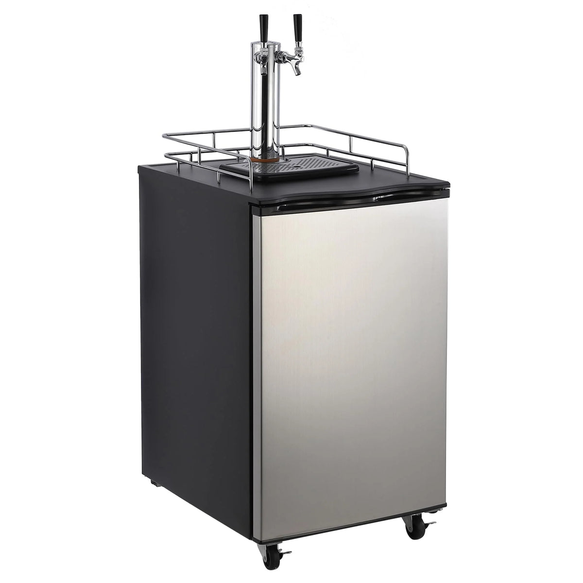 Dual-Tap Stainless Steel Beer Kegerator, 170L With Drip Tray