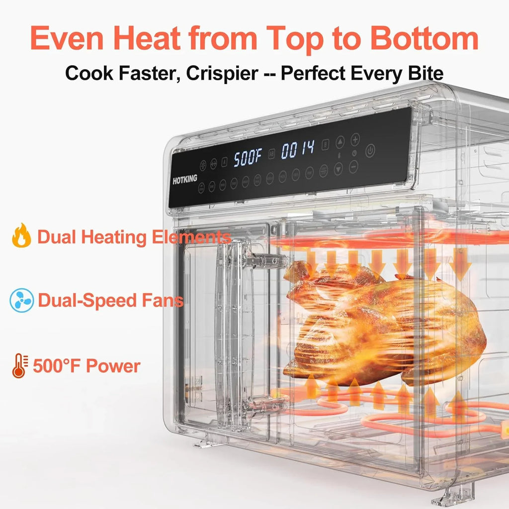 HotKing Dual-Zone Air Fryer Toaster Oven Combo, 28 QT Stainless Steel - KATO-28A1