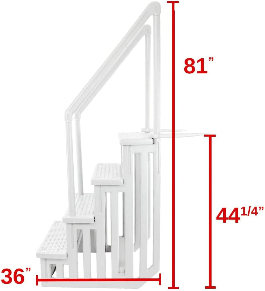 Aqua Select Anti-Slip In-Pool Steps, Gray, 28in W x 81in H, 300 lbs Capacity - For Above Ground Pools
