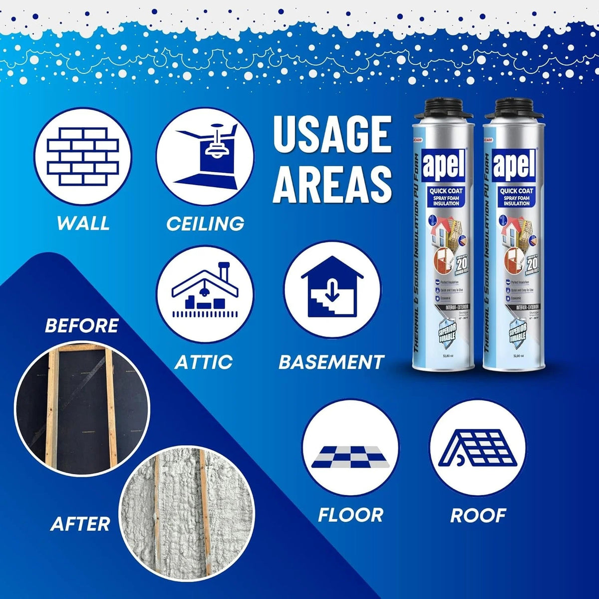 apel Spray Foam Insulation Kit, 12 x 32.80 oz / 240 Bd ft - 12 Pack