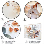 White Botanical Collage Metal Wall Art - Abstract Floral