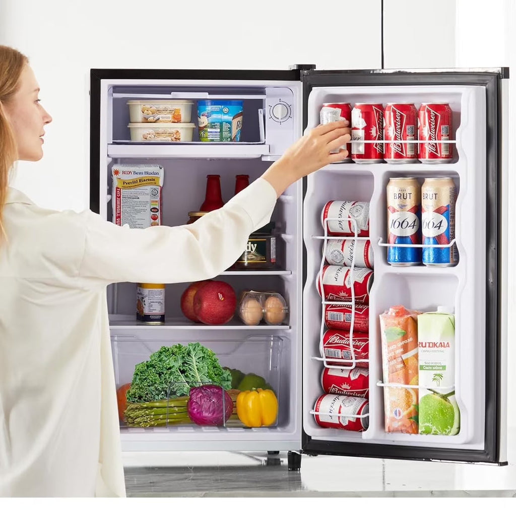 Simenmax Single Door Mini Fridge, 3.2 Cu. Ft., Silver