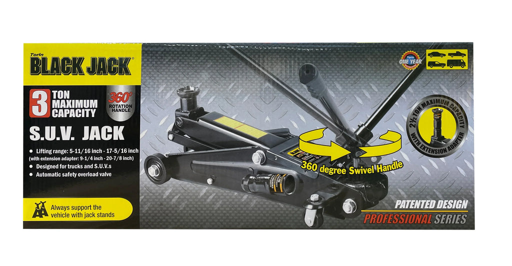 Black Jack 3 Ton SUV Floor Jack With SUV Adapter Saddle, Black - T83006W
