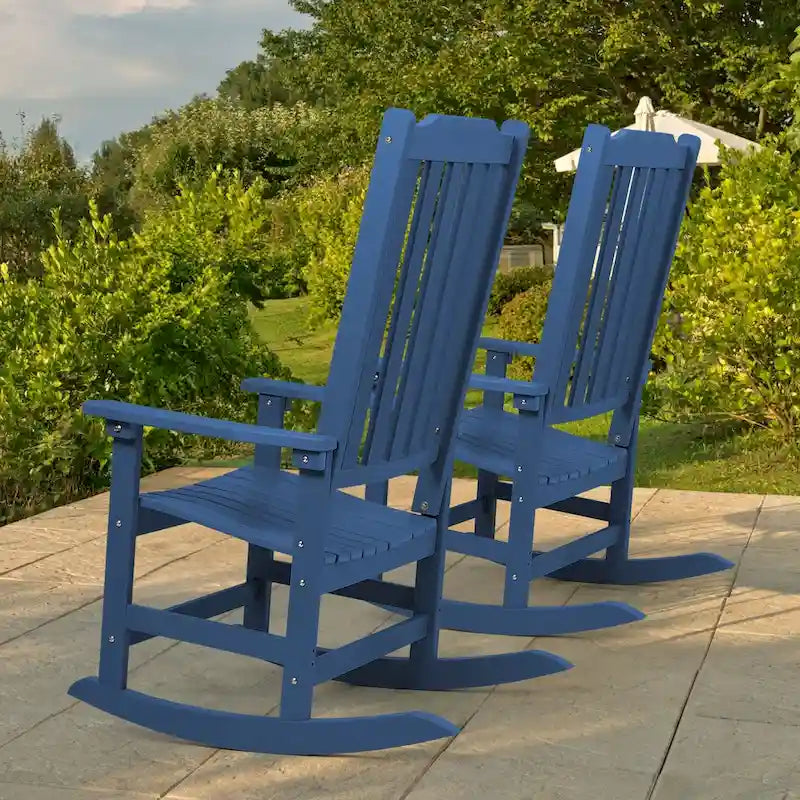 Vrakae Patio High-Back Rocking Chairs, 2-Piece, 21 x 34.6 x 46 Inches