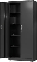 WORKPRO Metal Storage Cabinet With Locking Doors, Adjustable Shelves, Black, 71 Inches Tall - 31-1/2 x 15-3/4 Inch