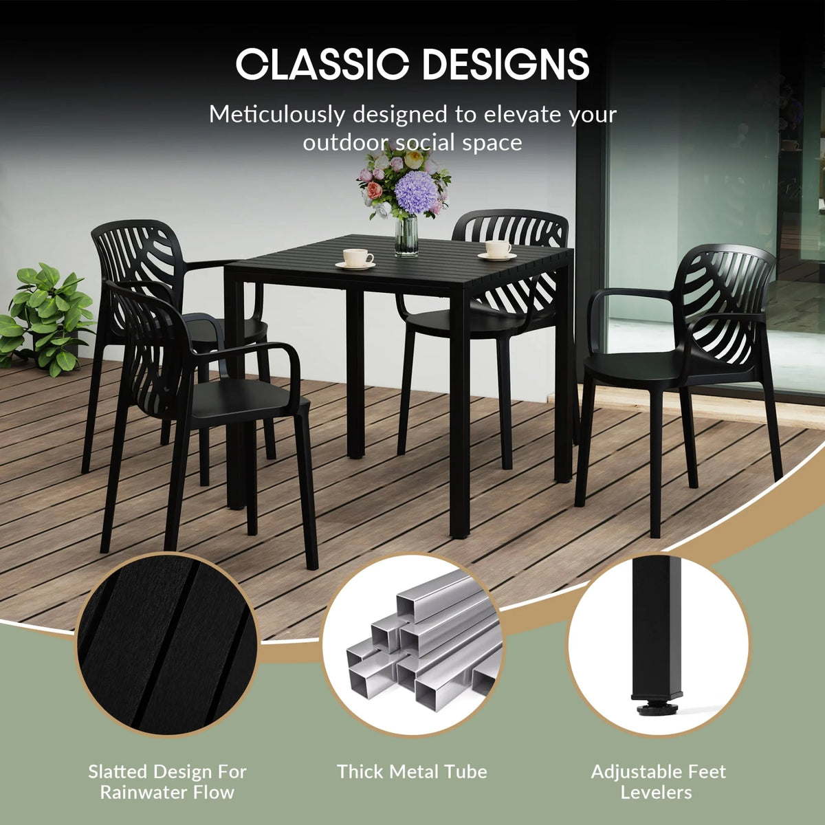 WestinTrends 5-Piece Outdoor Patio Dining Set, Olive Green - Playa