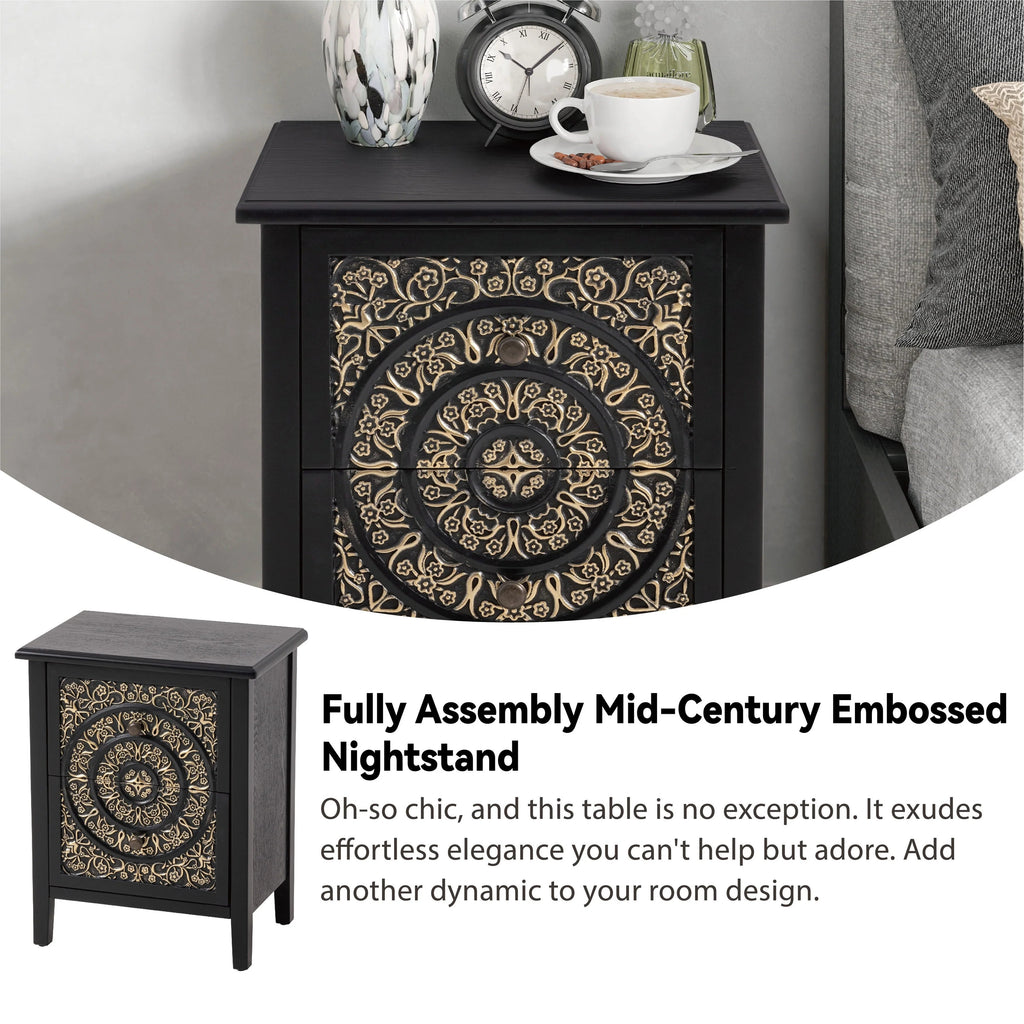 Farmhouse Fully Assembled Nightstand With 2 Drawers