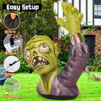 GOOSH Halloween Inflatable 5 FT Zombie Inflatable Shaking Hands, Zombie Inflatable Halloween Decorations Scary Halloween Blow Ups with LED Lights, Halloween Inflatables for Holiday/Party