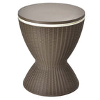3-in-1 Rattan Outdoor Patio Ice Cooler Side Table, 8 Gal - Adjustable 22.5 in/32.5 in Height