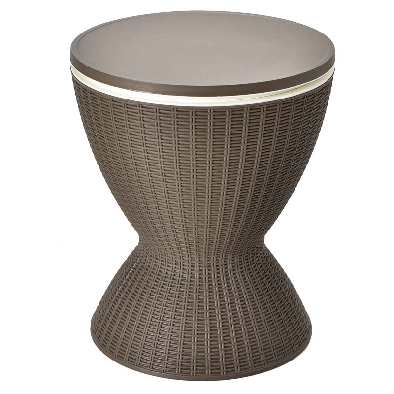 3-in-1 Rattan Outdoor Patio Ice Cooler Side Table, 8 Gal - Adjustable 22.5 in/32.5 in Height