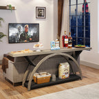 2-Tier Slim Console Sofa Table, Engineered Wood and Metal - 11.81 in D x 70.87 in W x 33.46 in H