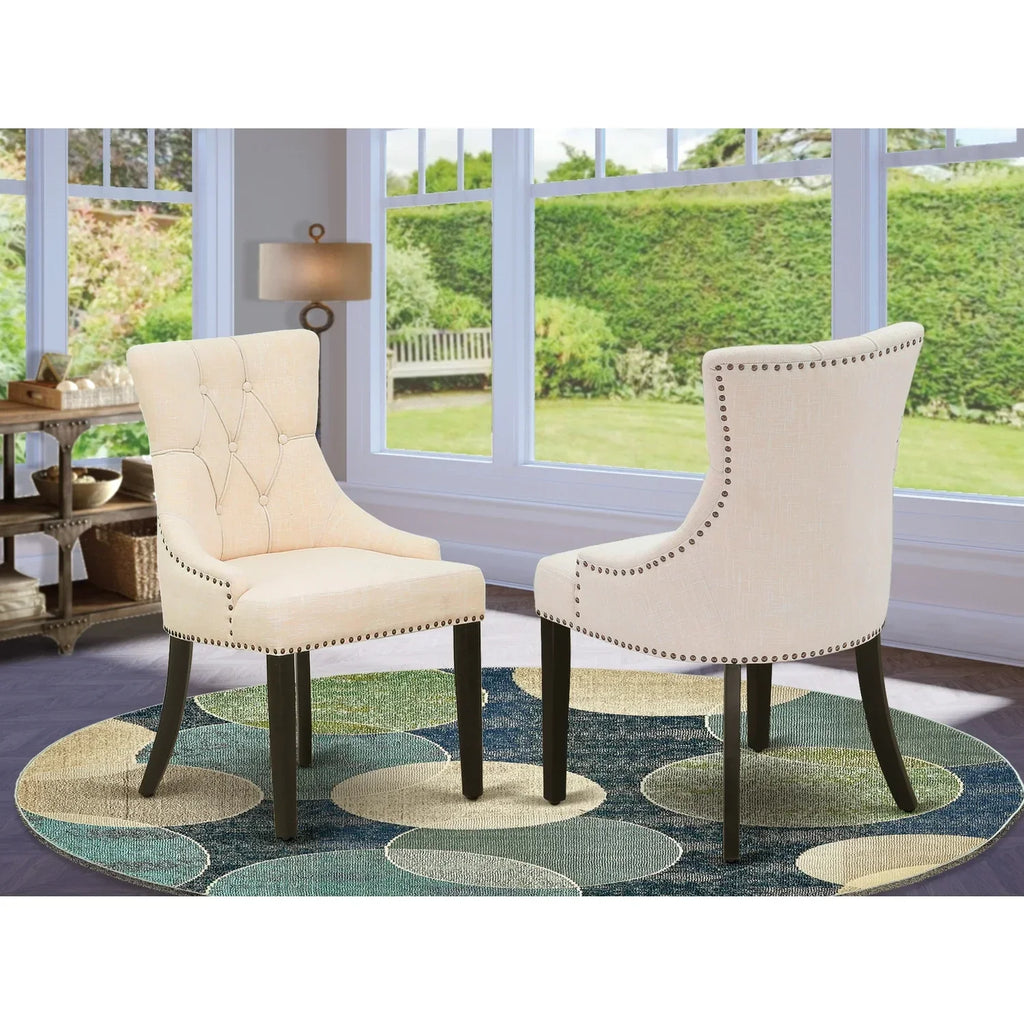 HomeStock Parson Chair With Black Leg And Linen Fabric Light Beige - Frp1T02