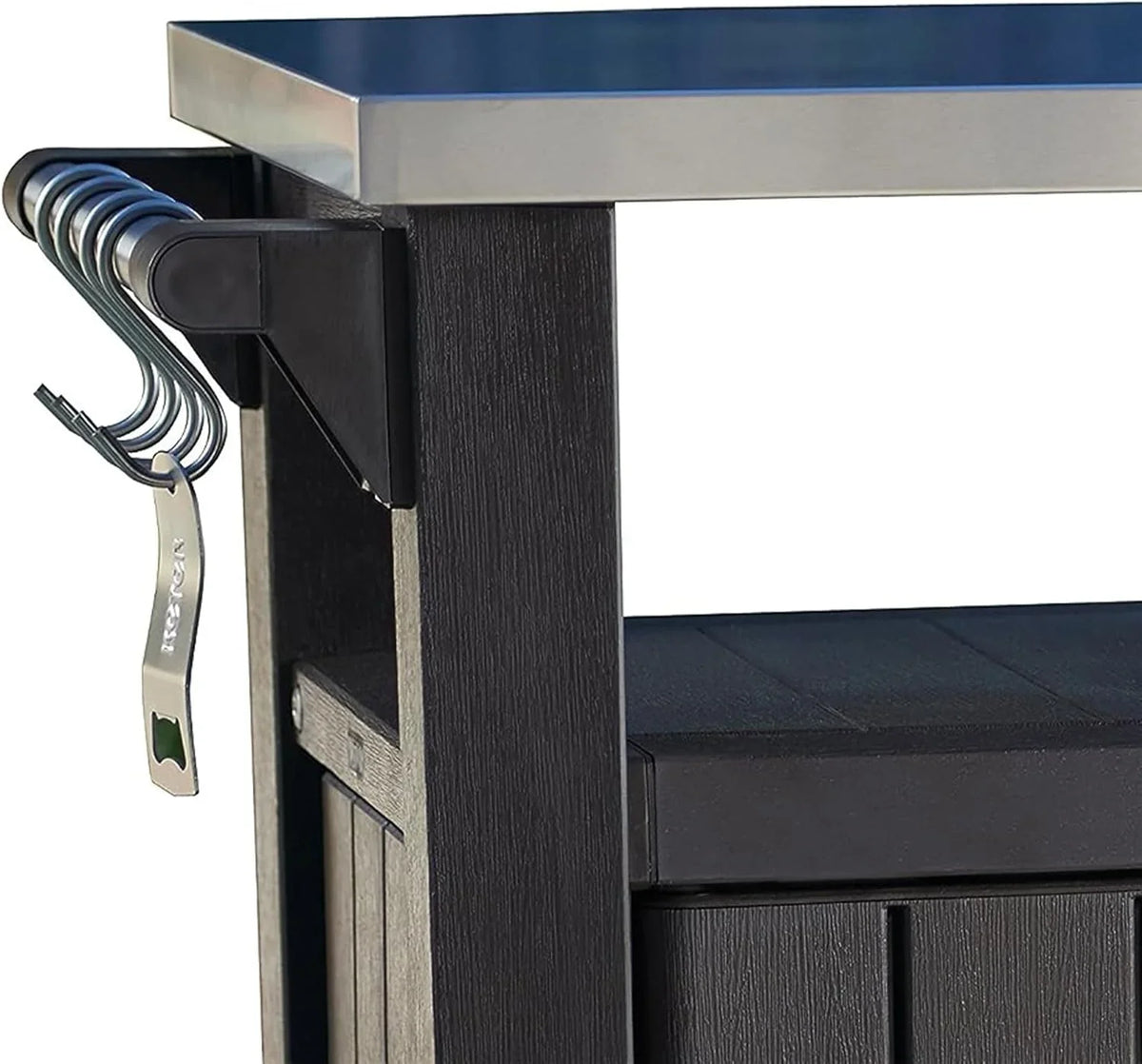 Keter Outdoor Rolling Prep And Bar Cart, Resin - Dark Brown