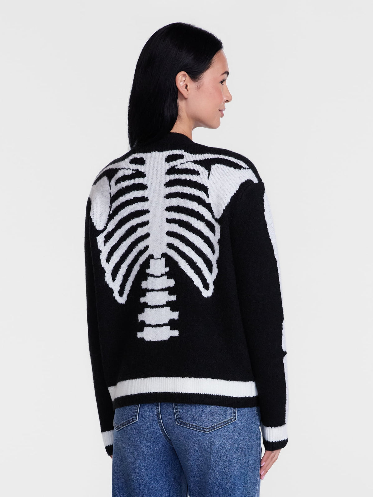 Women's Halloween Skeleton Graphic Cardigan Sweater from Way to Celebrate, Sizes S-4X