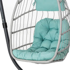 Yechen Indoor Outdoor Wicker Hanging Egg Chair With Stand, 38 x 38 x 78 Inches, 350 lbs, Charcoal Grey - EG-001
