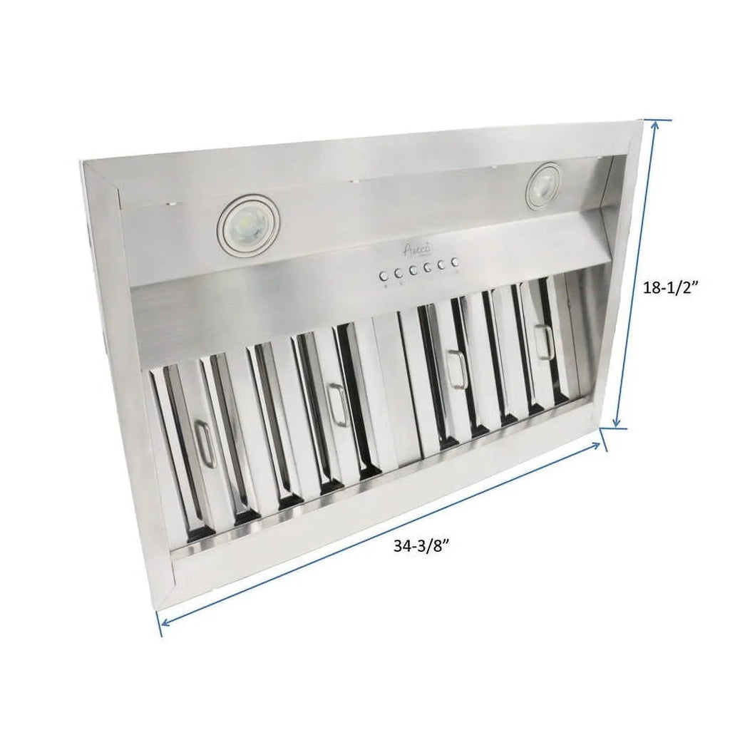 Awoco Built-In Stainless Steel Range Hood Insert, 36'W 18-1/2'D, 4 Speeds - RH-BQ-X36