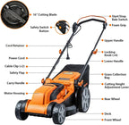 MEB Electric Lawn Mower, 16-Inch 12AMP - MEB1216K