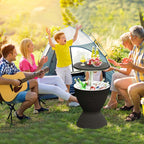 3-in-1 Rattan Outdoor Patio Ice Cooler Side Table, 8 Gal - Adjustable 22.5 in/32.5 in Height