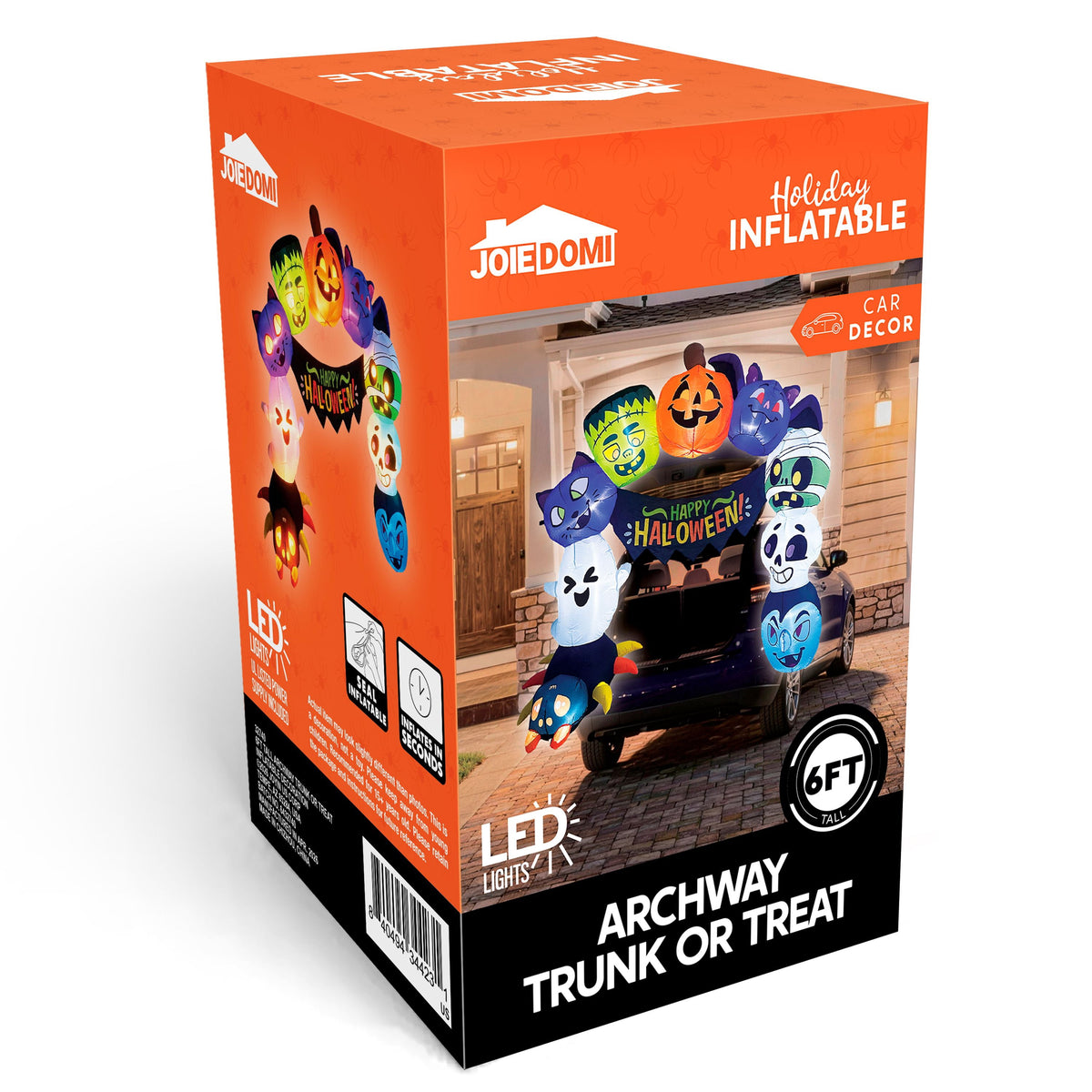 Joyfy 6 ft Halloween Inflatable Archway Decoration with Multi-Characters, Trunk or Treat Car Decorations Kit Archway with Built-in LED Light for Halloween Party, Outdoor, Yard, Garden Decor