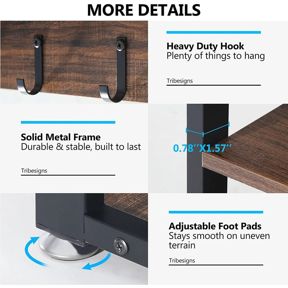 5-in-1 Entryway Hall Tree With Coat Rack, Shoe Bench, 7 Hooks, 3 Cubbies And 3-Tier Shoe Rack