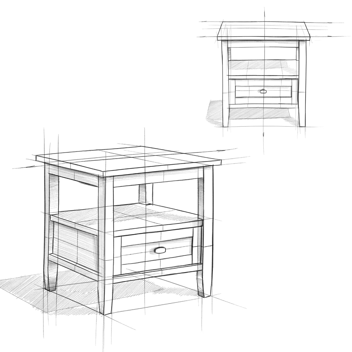 Solid Wood Rectangle End Table With Drawer And Shelf, 18.1in D x 20in W x 19.5in H - Norfolk