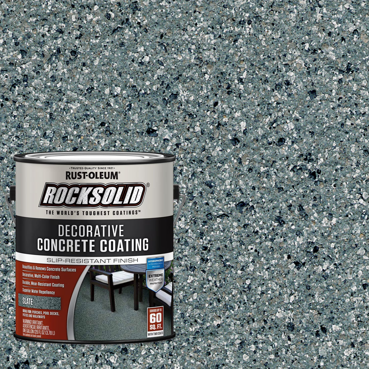 Rust-Oleum RockSolid Decorative Concrete Solid Stain, Slate, Matte, 2 Pack, Gallon - 306267
