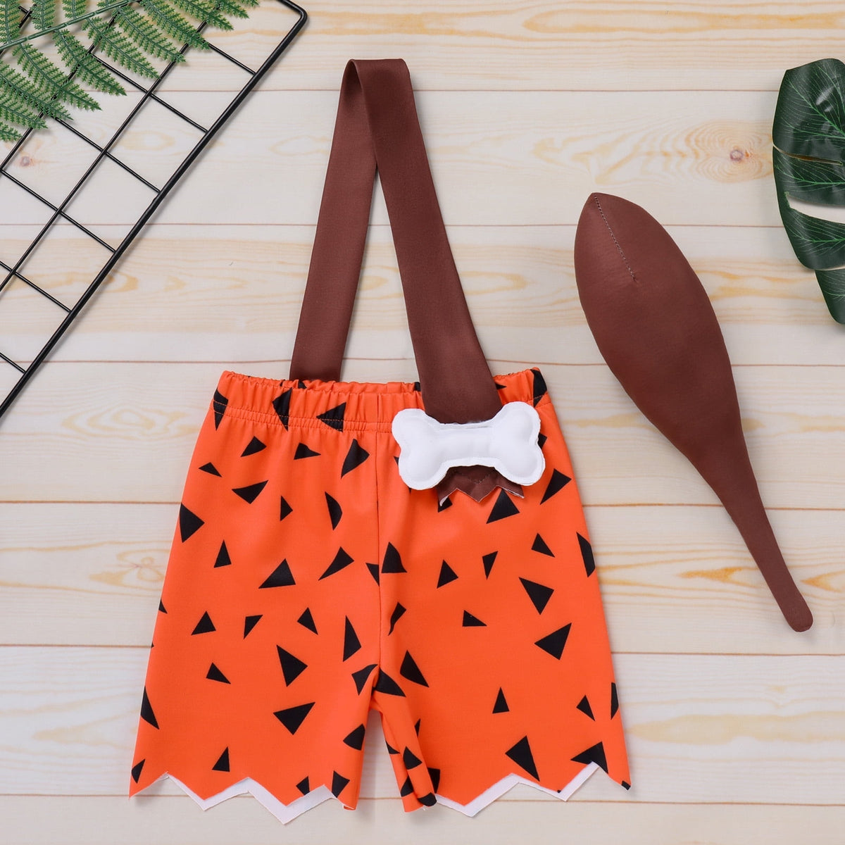 IBTOM CASTLE Kids Caveman Costume Historical Stone Age Birthday Outfits for Toddler Baby Boys Halloween Cosplay Dress up Party Photo Shoot 18-24 Months Orange - Boy