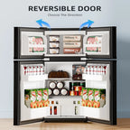 Antarctic Star Double Door Mini Refrigerator With Freezer, 3.2 Cu.Ft