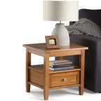 Solid Wood Rectangle End Table With Drawer And Shelf, 18.1in D x 20in W x 19.5in H - Norfolk