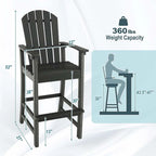Outdoor HDPE Tall Adirondack Counter Height Bar Stool With Armrests And Footrest - 30Quot