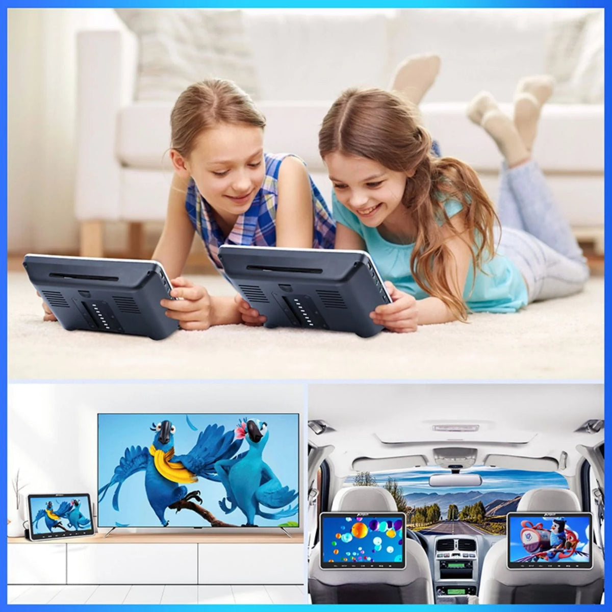 Pumpkin 10.1in Dual Headrest Car DVD Players With Headphones, 2 Mount Brackets, HDMI Input, Region Free And Last Memory