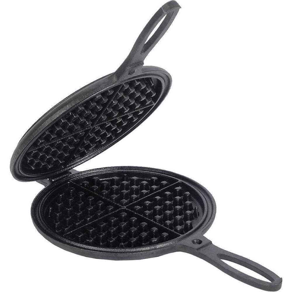 Lehman's Pre-Seasoned Cast Iron Stovetop Waffle Maker, 2 Piece, Makes 7 in Round Waffles