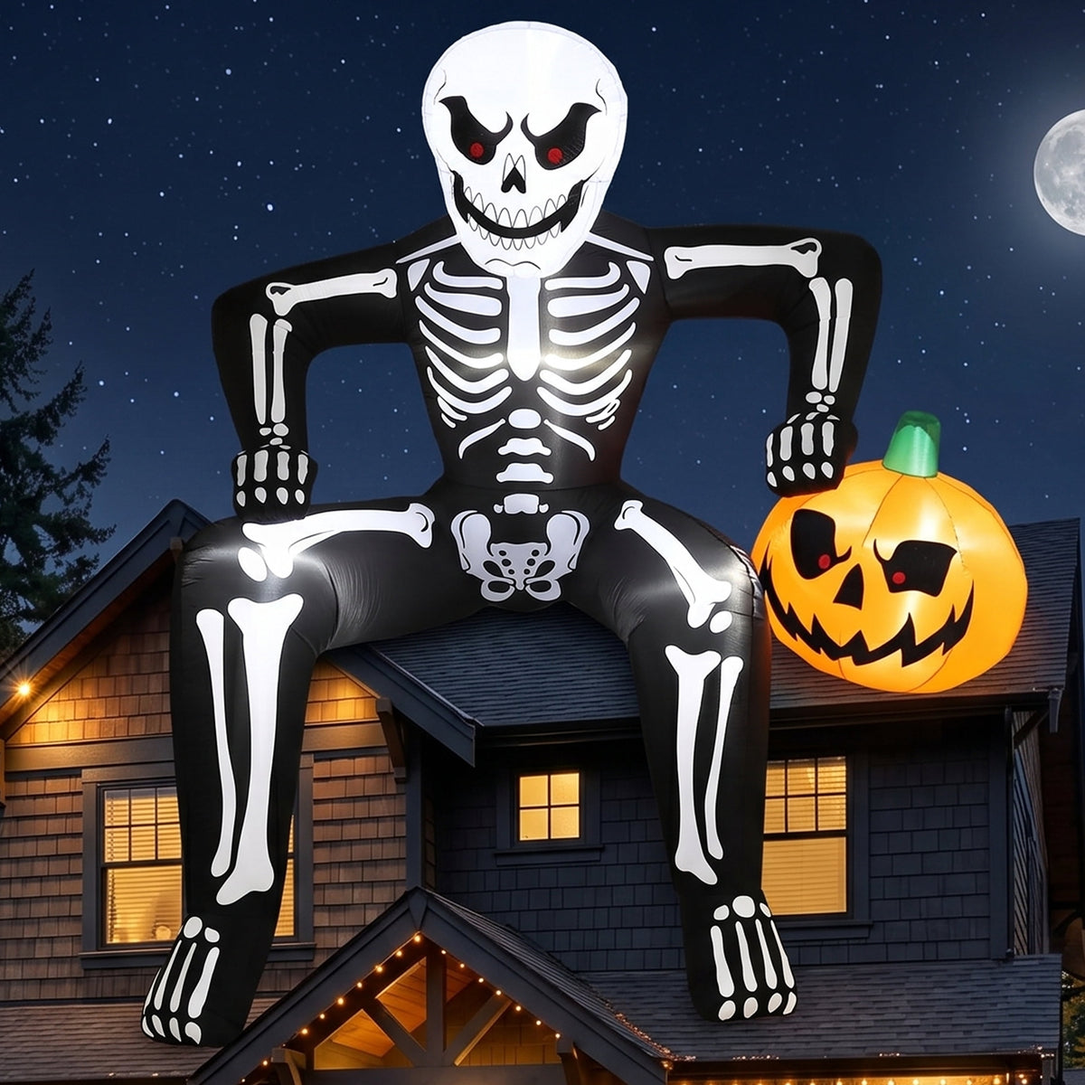 Joyfy 4.5 FT Halloween Inflatable Decorations Outdoor Scary Flying Ghost Broke Out from Window with Built-in LED Blow Up Inflatable for Window Decoration Yard Garden Lawn Decor