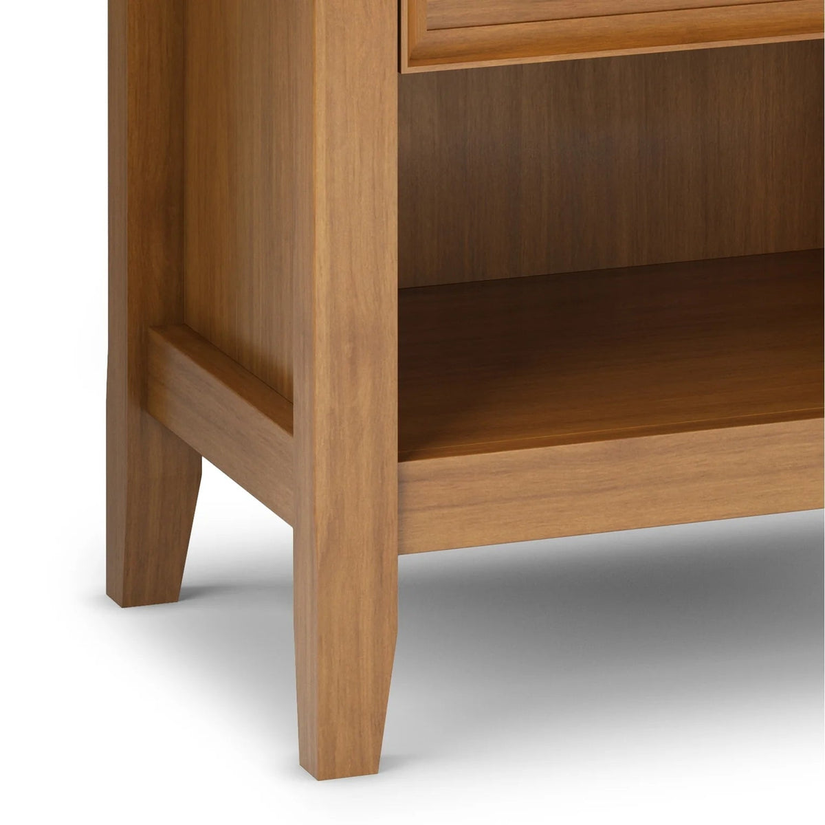 Solid Wood Nightstand With 2 Drawers And Open Shelf, 16 in D x 24 in W x 26 in H
