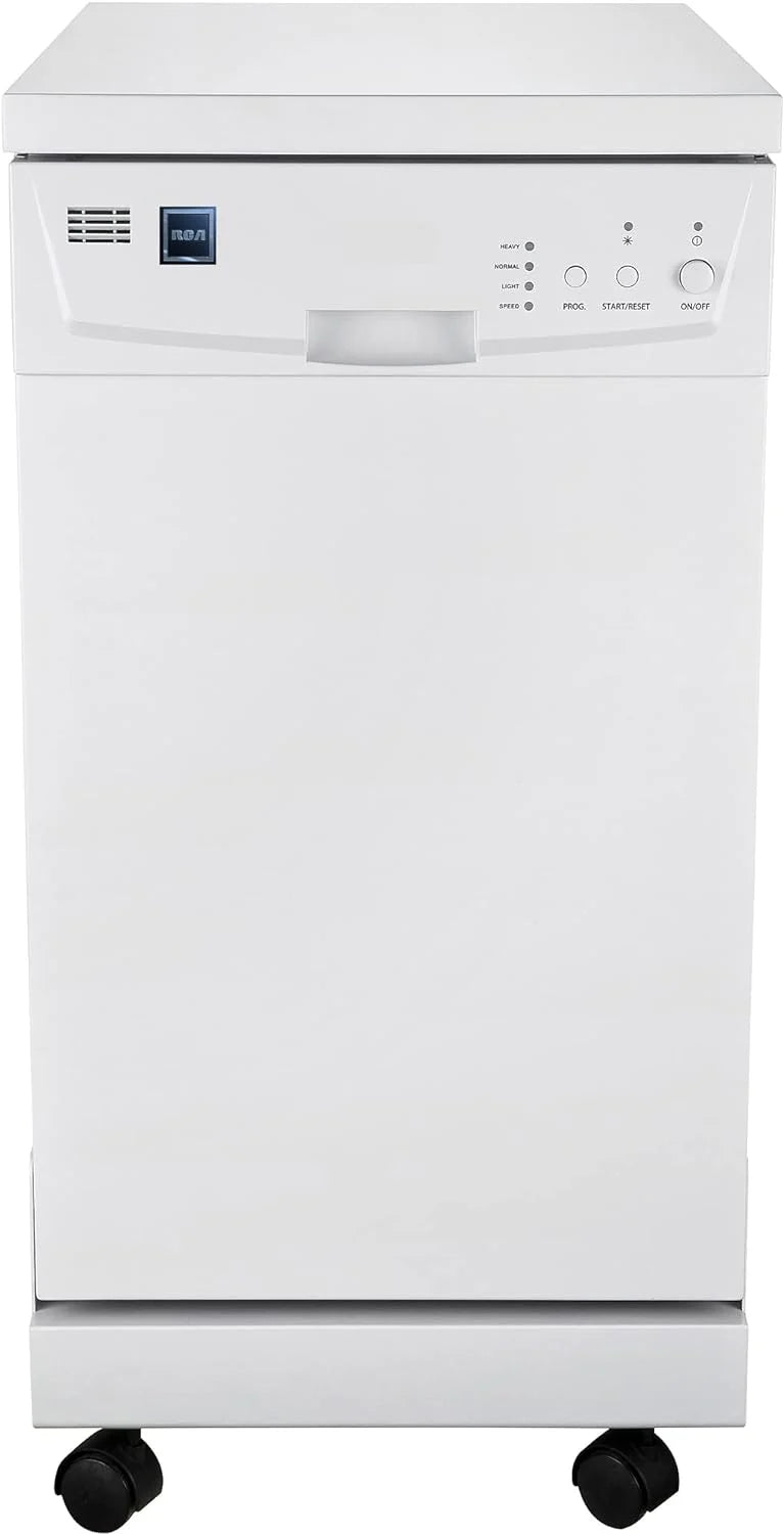 RCA Portable Dishwasher, 18in Wide, 8 Place Settings, White - RDW1809-WHITE