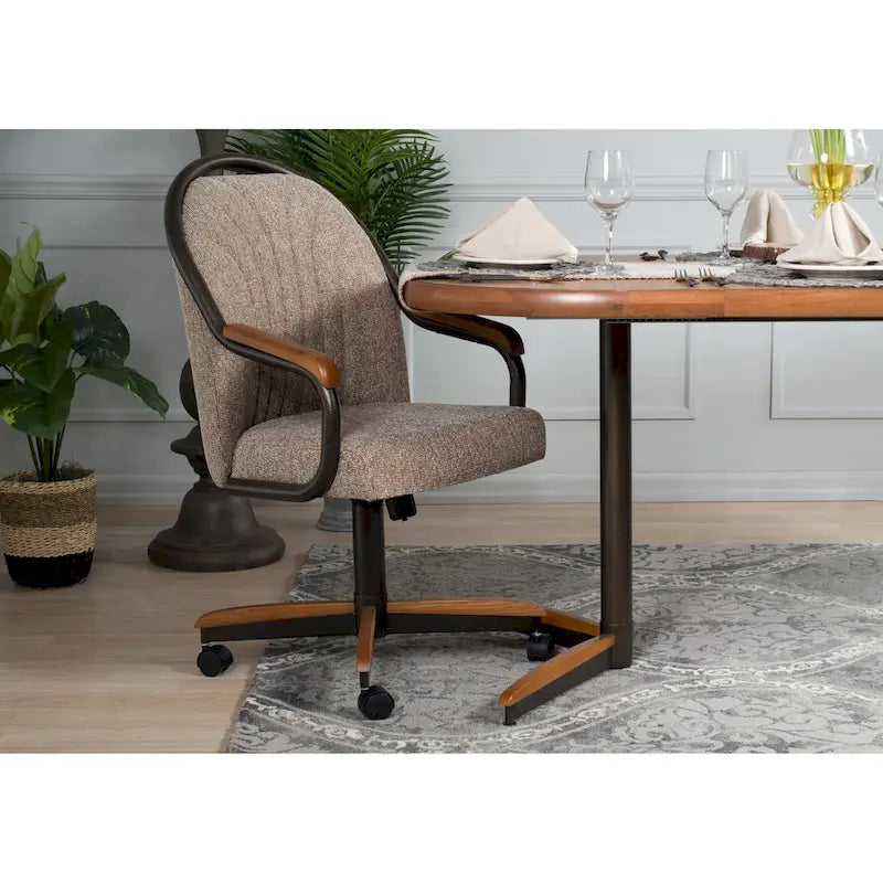 Casual Dining Cushion Swivel-and-Tilt Rolling Caster Chair, 38 Inches H x 24 Inches W x 22 Inches D