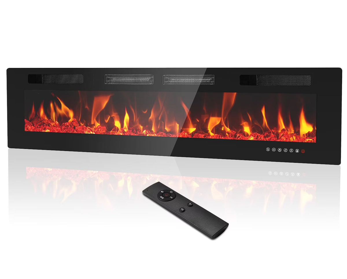 Dovov Wall Mounted Electric Fireplace Heater, 50 inch, Black, 750/1500W