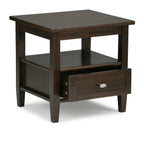 Solid Wood Rectangle End Table With Drawer And Shelf, 18.1in D x 20in W x 19.5in H - Norfolk