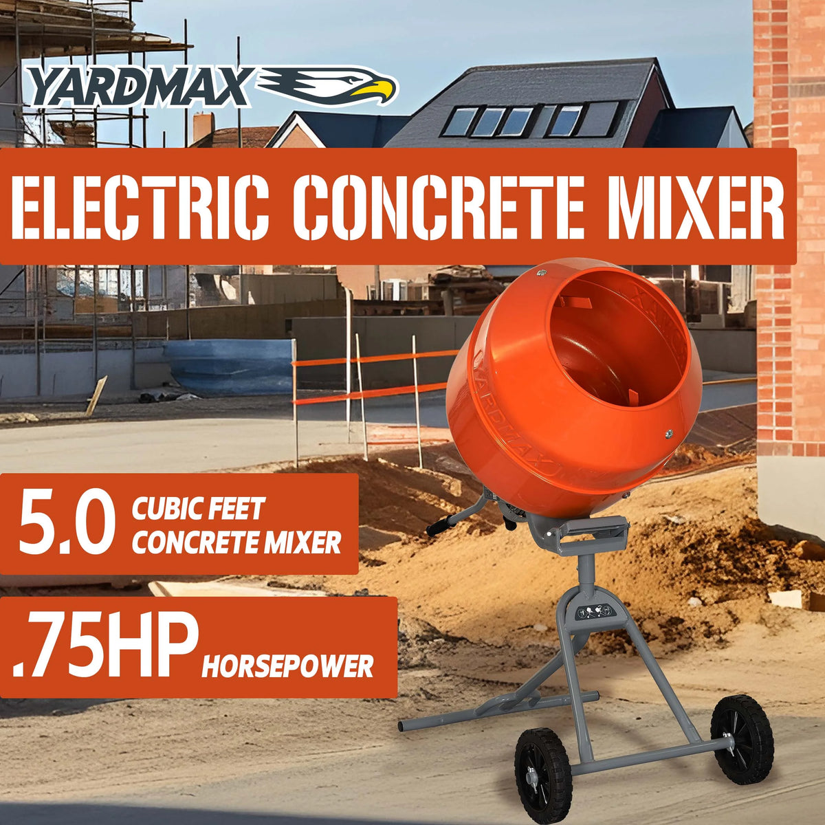 YARDMAX 5.0 Cu Ft Concrete Mixer - YM0146