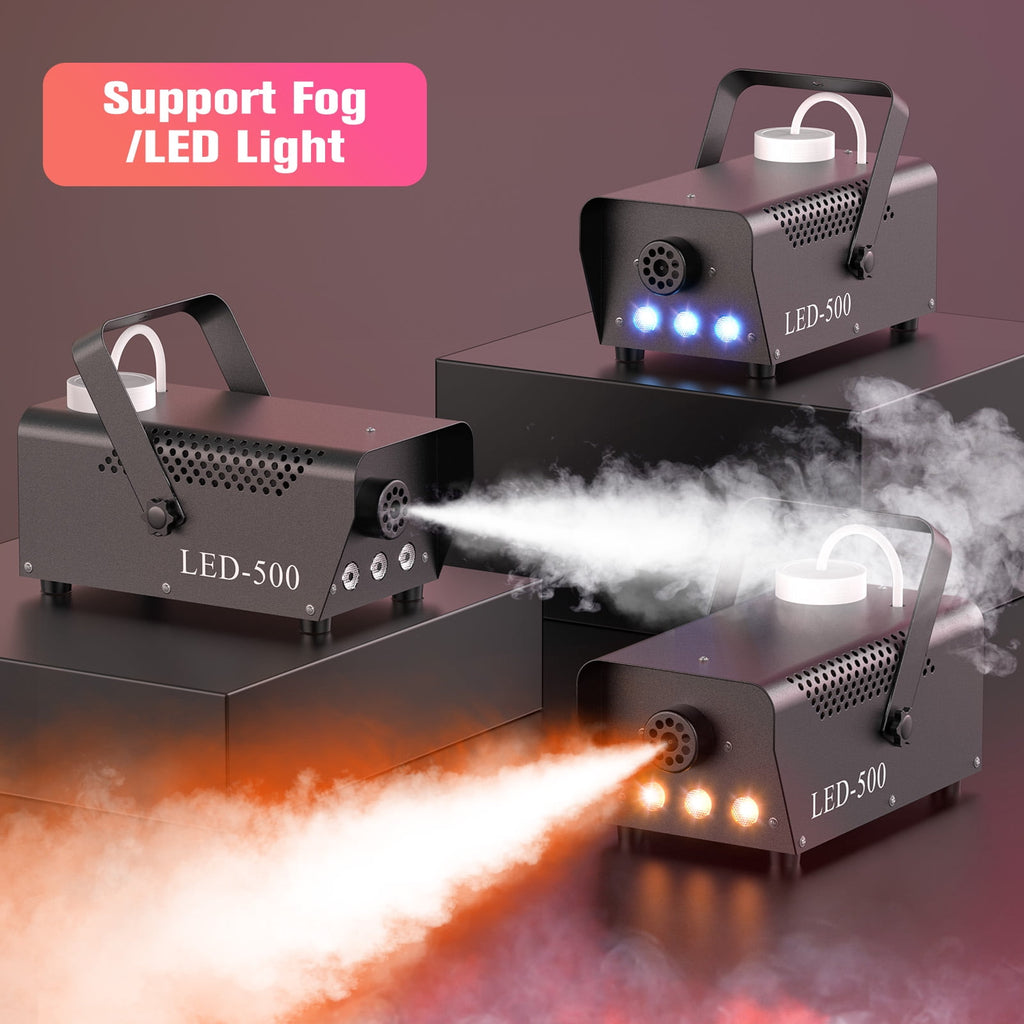 Halloween Fog Machine 500W RGB LED Smoke Machine Stage Lighting Effect with Remote Control for Halloween Wedding DJ Show Concert Bar Party