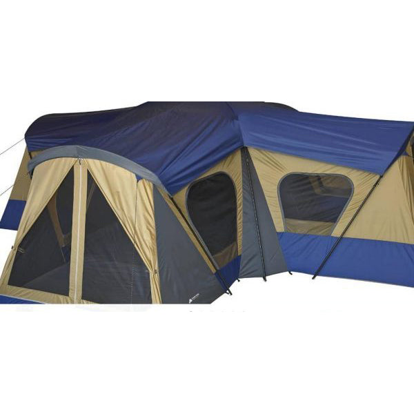14-Person 4-Room Family Cabin Camping Tent, Blue/Yellow - Freestanding