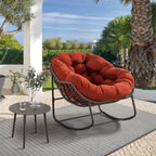 Outdoor Papasan Rocking Chair With Thick Cushion, Grey - 43.70in D x 37.20in W x 31.50in H