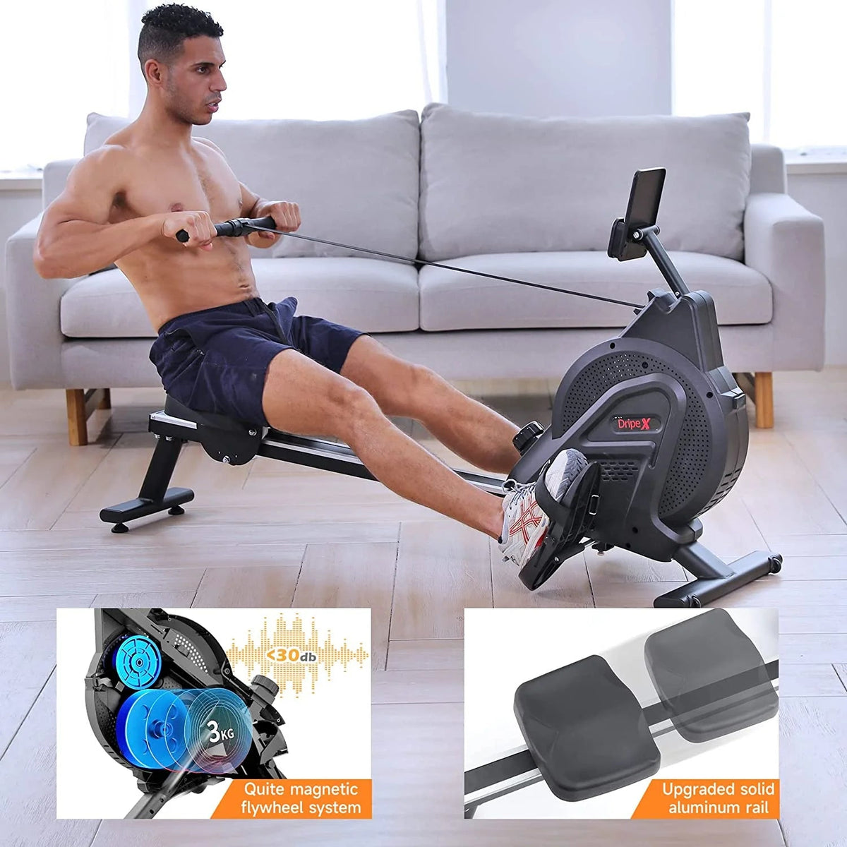 Dripex Magnetic Rowing Machine, Black, 242 lb