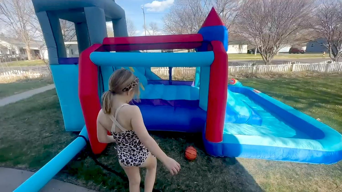 ROOJER Inflatable Water Slide Bounce House 8-in-1 With 450W Blower - Crocodile Water Park
