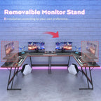 L-Shaped Gaming Computer Corner Desk With Monitor Stand - 220 lbs Capacity