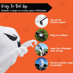 Joyfy 4.5 FT Halloween Inflatable Decorations Outdoor Scary Flying Ghost Broke Out from Window with Built-in LED Blow Up Inflatable for Window Decoration Yard Garden Lawn Decor