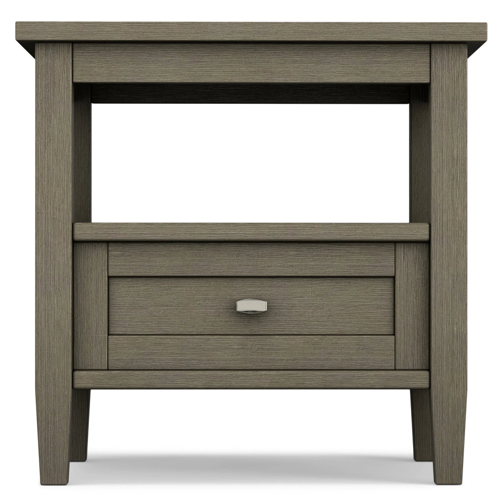 Solid Wood Rectangle End Table With Drawer And Shelf, 18.1in D x 20in W x 19.5in H - Norfolk