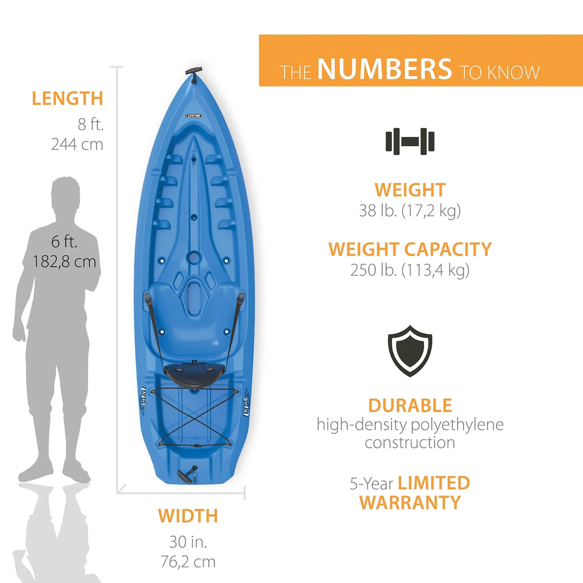 Lifetime Sit-On-Top Kayak 8 ft Blue HDPE - 90112